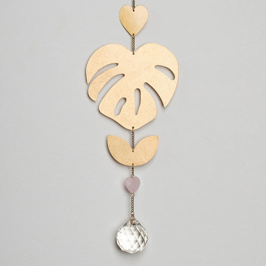 Suncatcher - Monstera Leaf / Rose Quartz