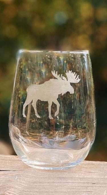 Wine Glass - Woodland Etched Stemless