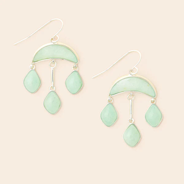 Stone Crescent Drop Earring - Amazonite/Silver