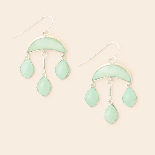 Stone Crescent Drop Earring - Amazonite/Silver