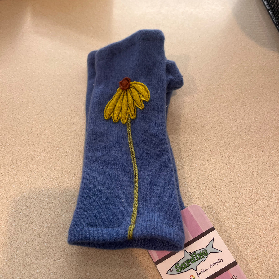 Cashmere Hand Warmers - Yellow Flower