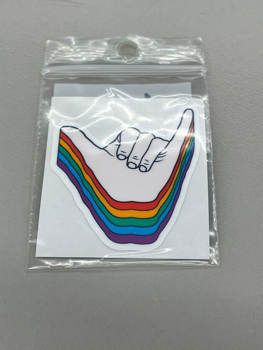 Sticker Sm - Rainbow Hang loose hand symbol