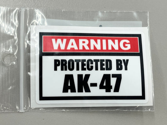 Sticker Sm - Warning Protected by AK-47