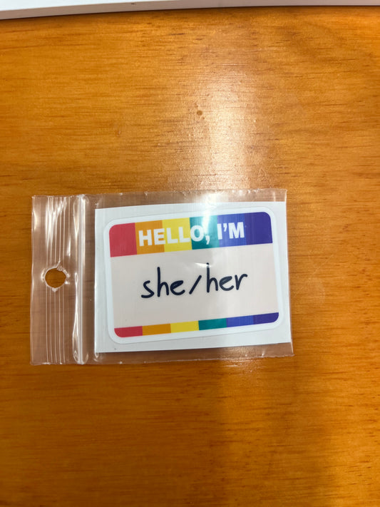 Sticker Sm - Hello, I'm she/her