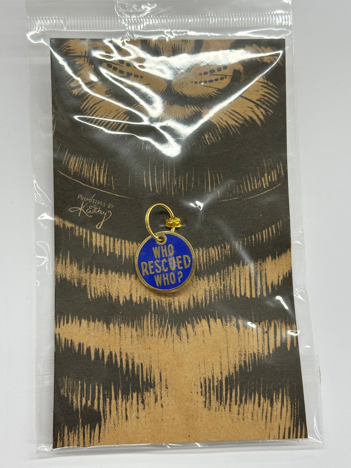 Pet Collar Charm - Who Rescued Who?