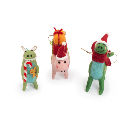 Ornament - Felt Holiday Dinosaurs