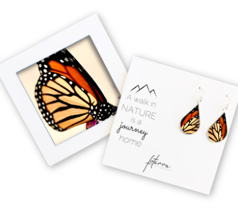 Earrings - Monarch Butterfly Small Teardrop - Sterling Silver