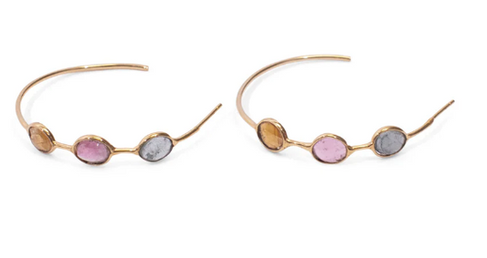 Earrings - Watermelon Tourmaline Hoop Earrings may vary