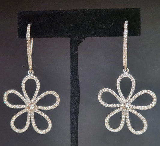 Earrings - Open Silver Flowers