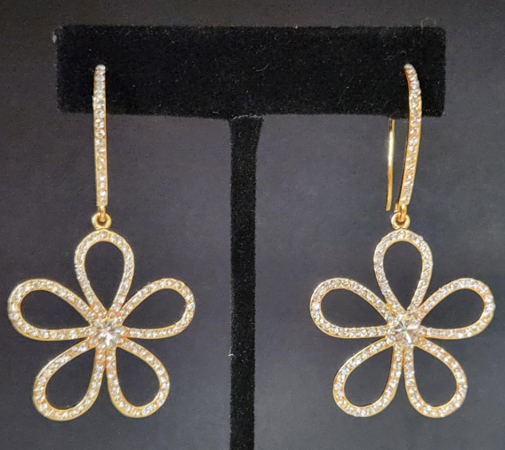 Earrings - Open Gold Flowers