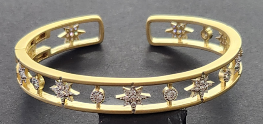 Bracelet - Gold Hinged with Stars