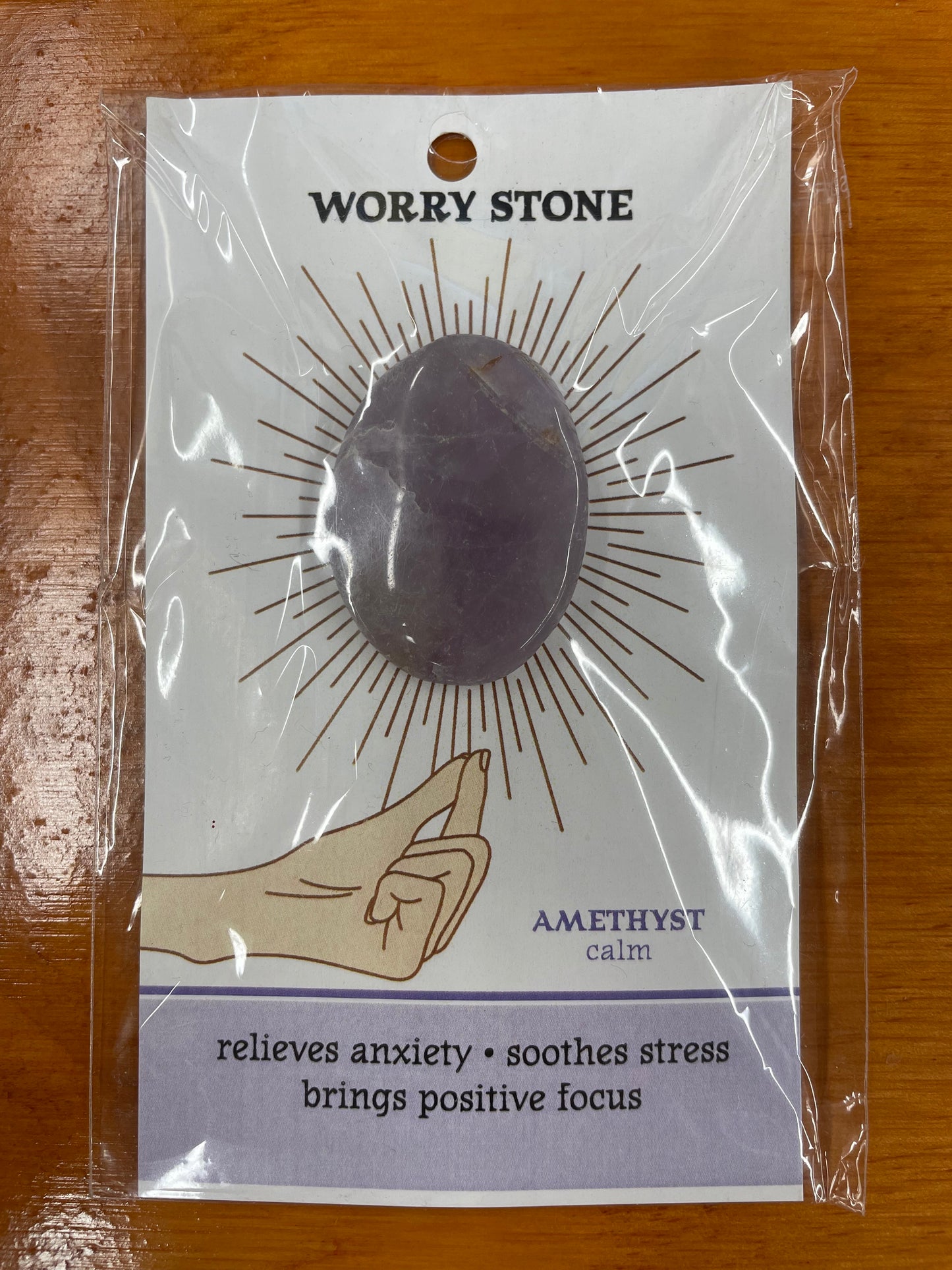 Crystal Worry Stone on Card in Protective Sleeve