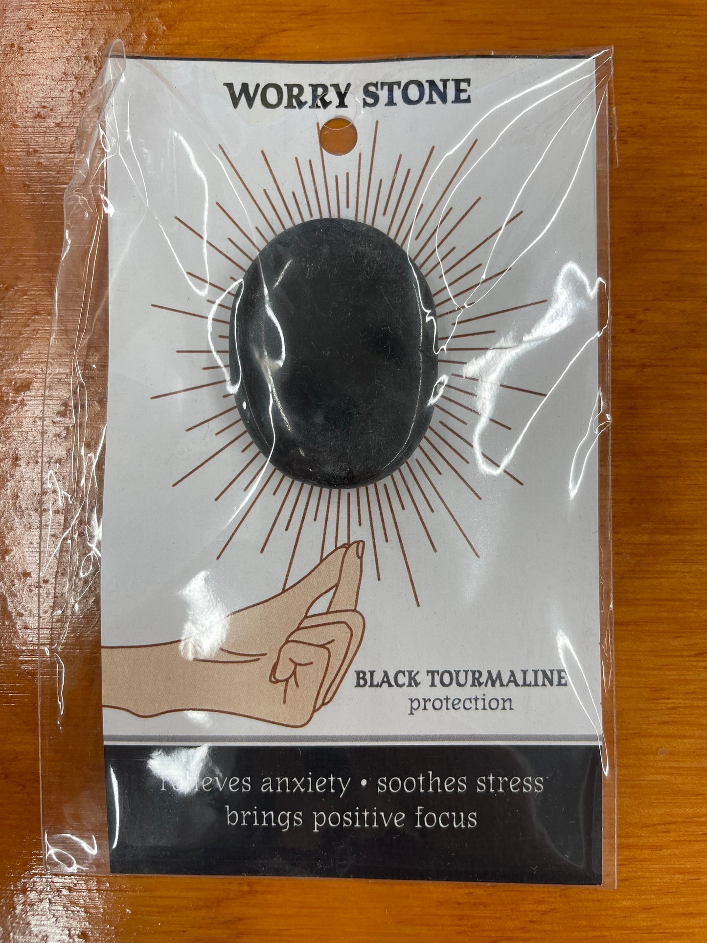 Crystal Worry Stone on Card in Protective Sleeve