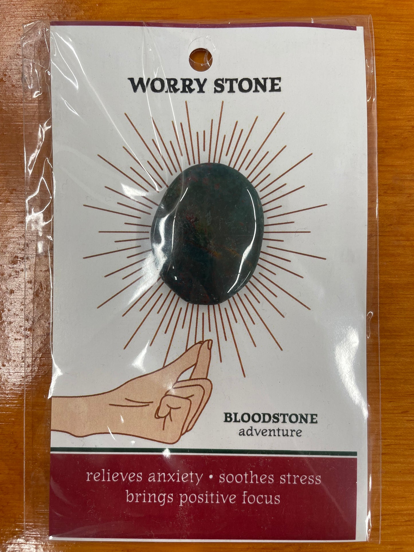 Crystal Worry Stone on Card in Protective Sleeve