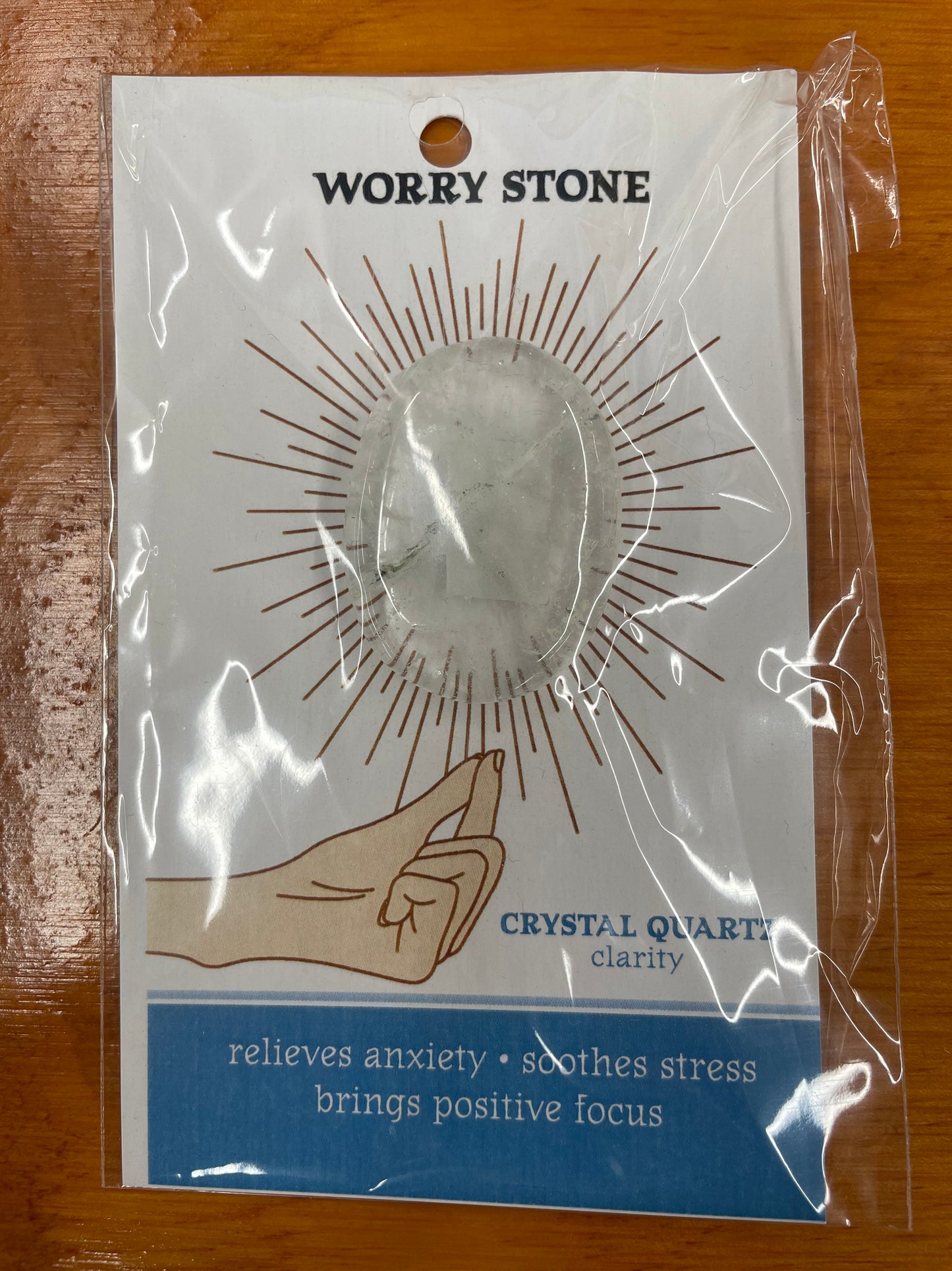 Crystal Worry Stone on Card in Protective Sleeve