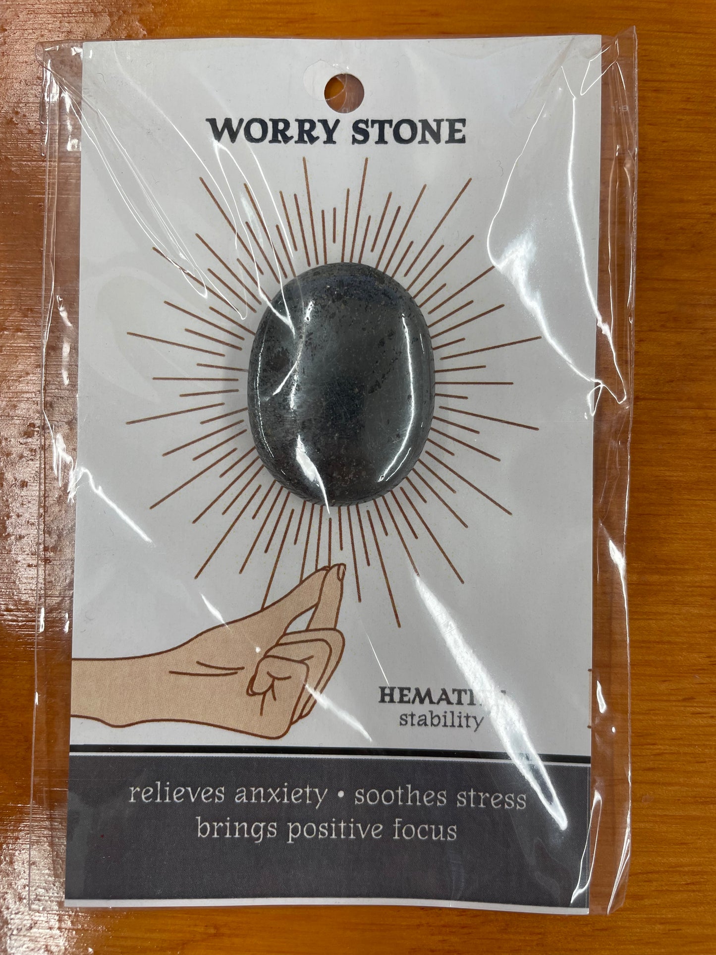 Crystal Worry Stone on Card in Protective Sleeve