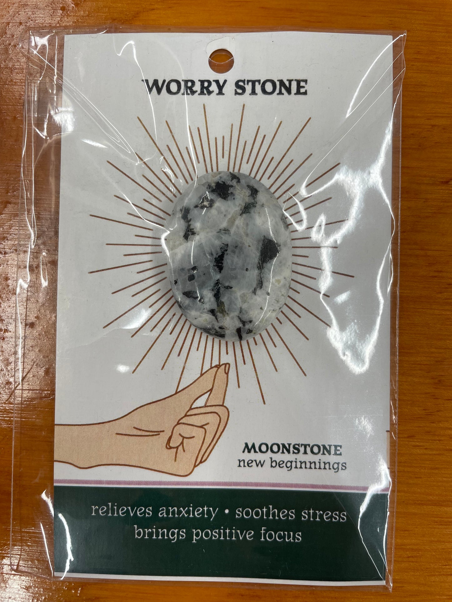 Crystal Worry Stone on Card in Protective Sleeve