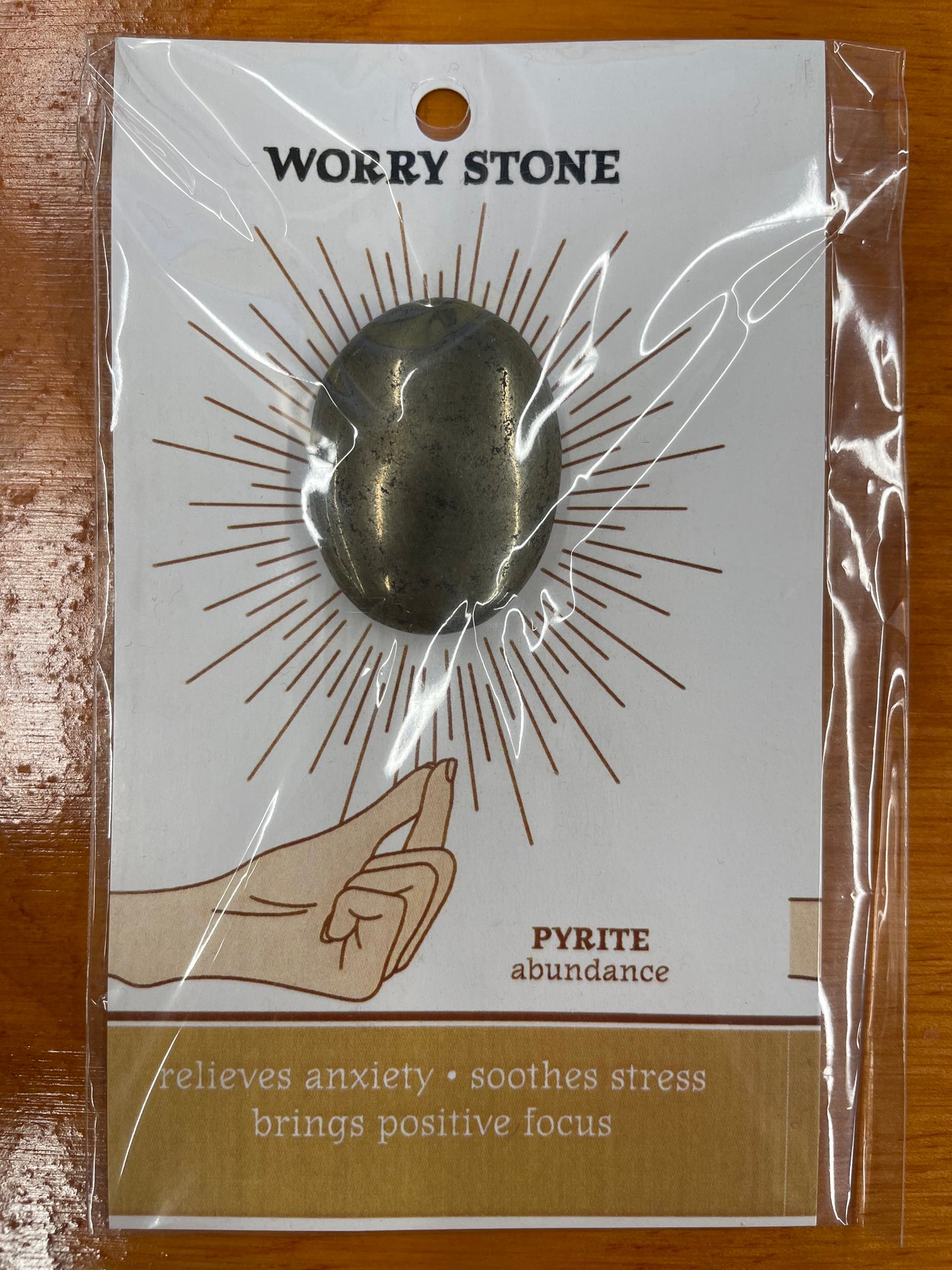 Crystal Worry Stone on Card in Protective Sleeve