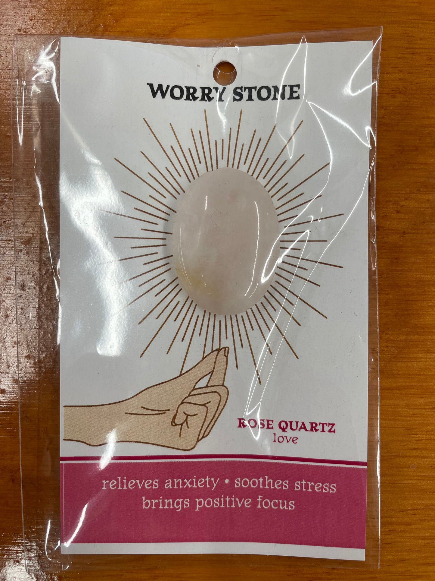 Crystal Worry Stone on Card in Protective Sleeve