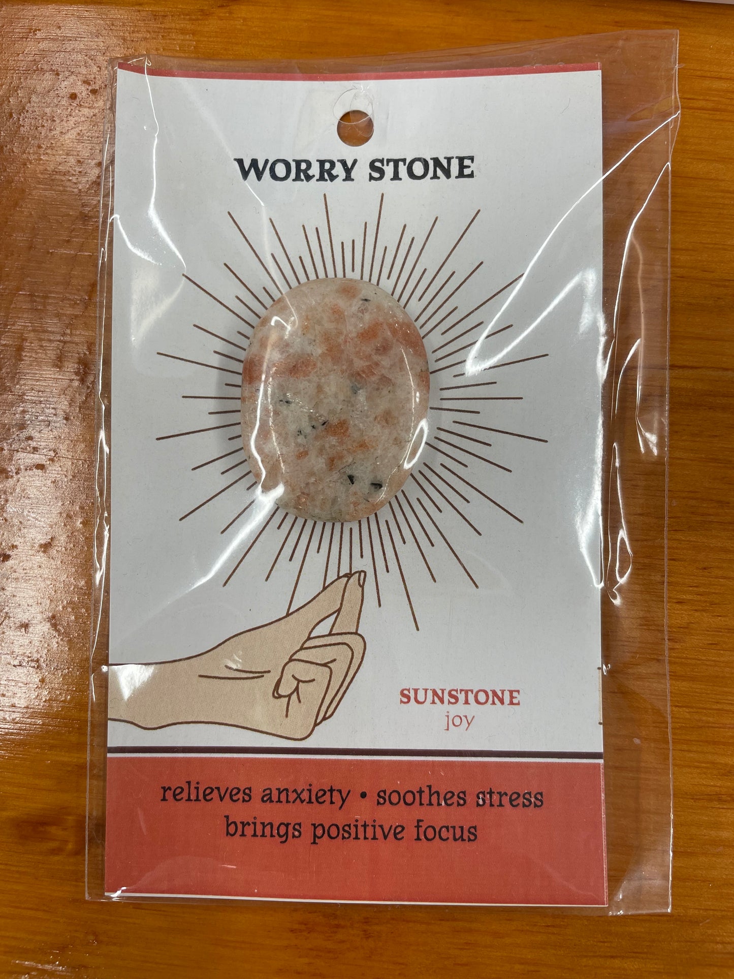 Crystal Worry Stone on Card in Protective Sleeve