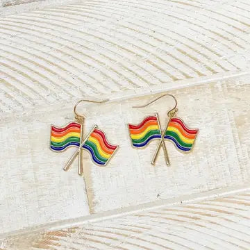Earrings - Rainbow Flag Dangle