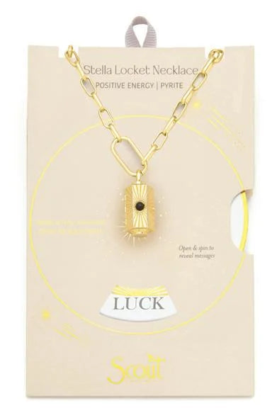 Necklace - Locket - Stella - Positive Energy/Pyrite/Gold