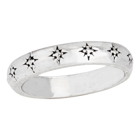 Many Shiny Stars Sterling Silver Band Ring
