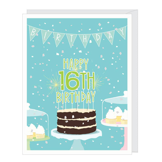 Card - Birthday - 16th Birthday (teal)