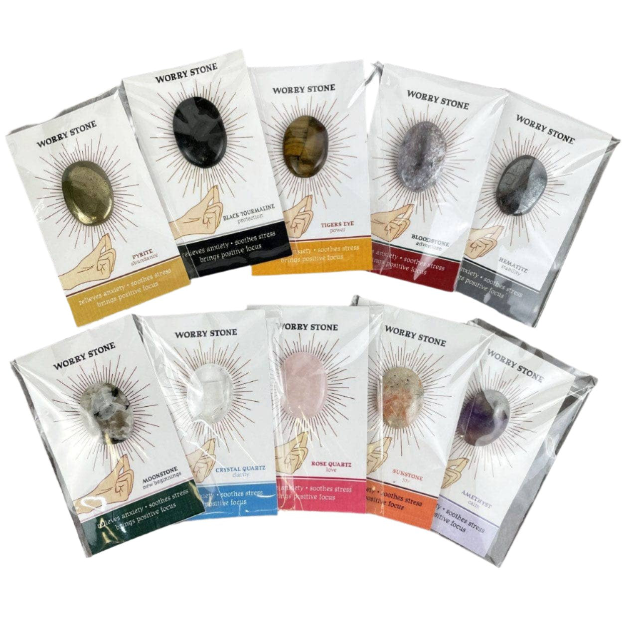 Crystal Worry Stone on Card in Protective Sleeve