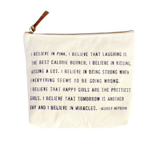 Canvas Zip Bag - I Believe In Pink