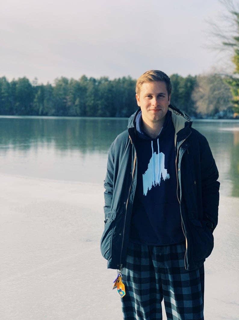 Sweatshirt - Maine Pine Tree Coast Hooded - Navy