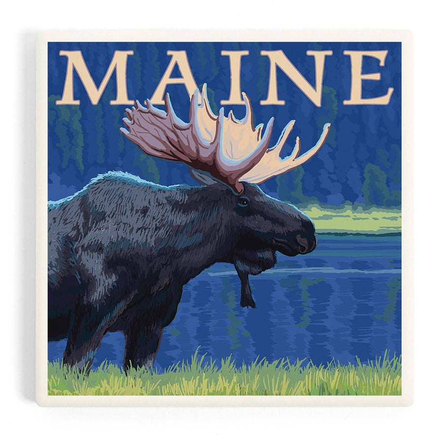 Coaster - Ceramic - Maine - Moose in the Moonlight