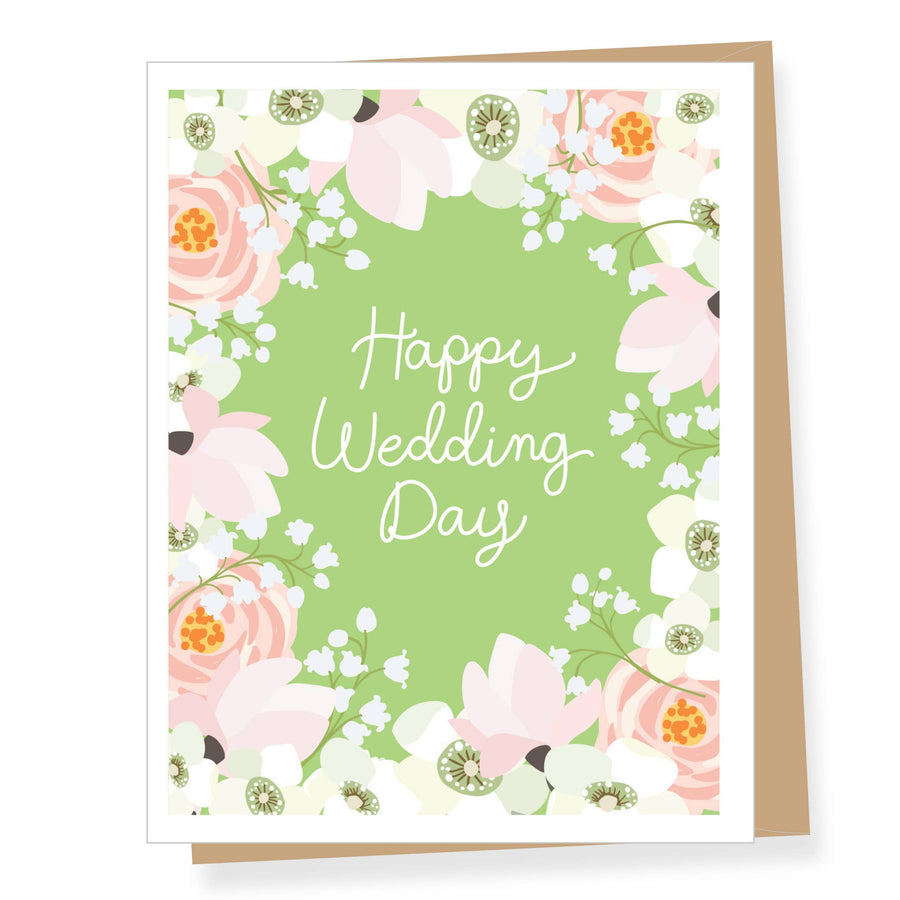 Card - Wedding - Happy Day Green Floral