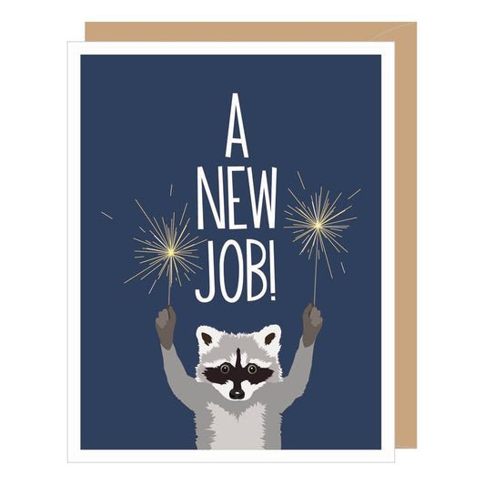Card - New Job - Raccoon with Sparklers