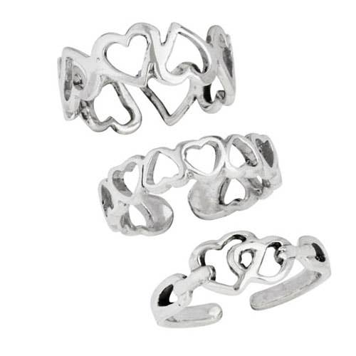 Toe Ring - Hearts Sterling Silver
