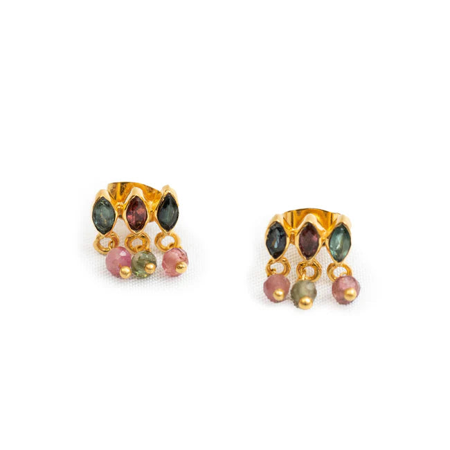 Earrings - Tourmaline Faceted Bead Stud