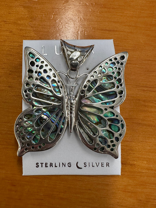 Necklace Pendant - Sterling Silver & Abalone - Butterfly