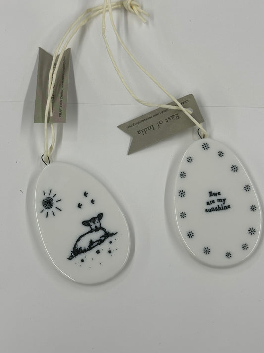 Egg-shaped Ornament - Ewe are my Sunshine