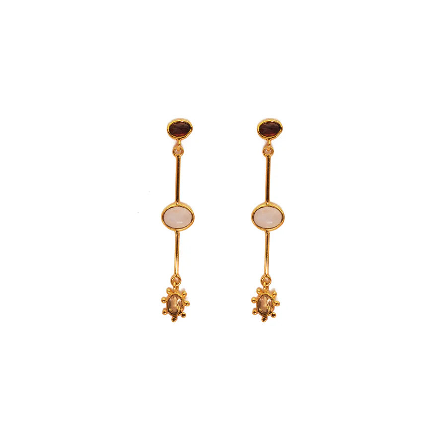 Earrings - Multi-Stone double dangle