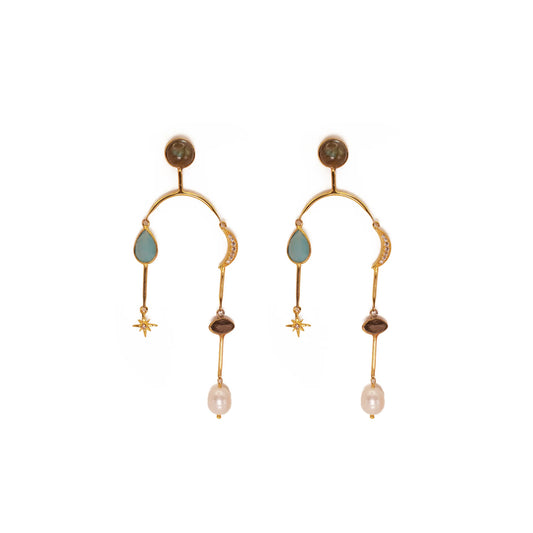 Earrings - Multi Stone Star & Moon Mobile