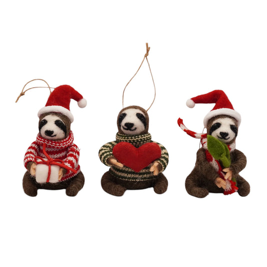 Felt Sloth Christmas Ornament