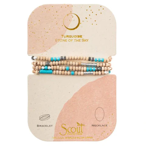 Bracelet/Necklace - Stone & Metal Wrap