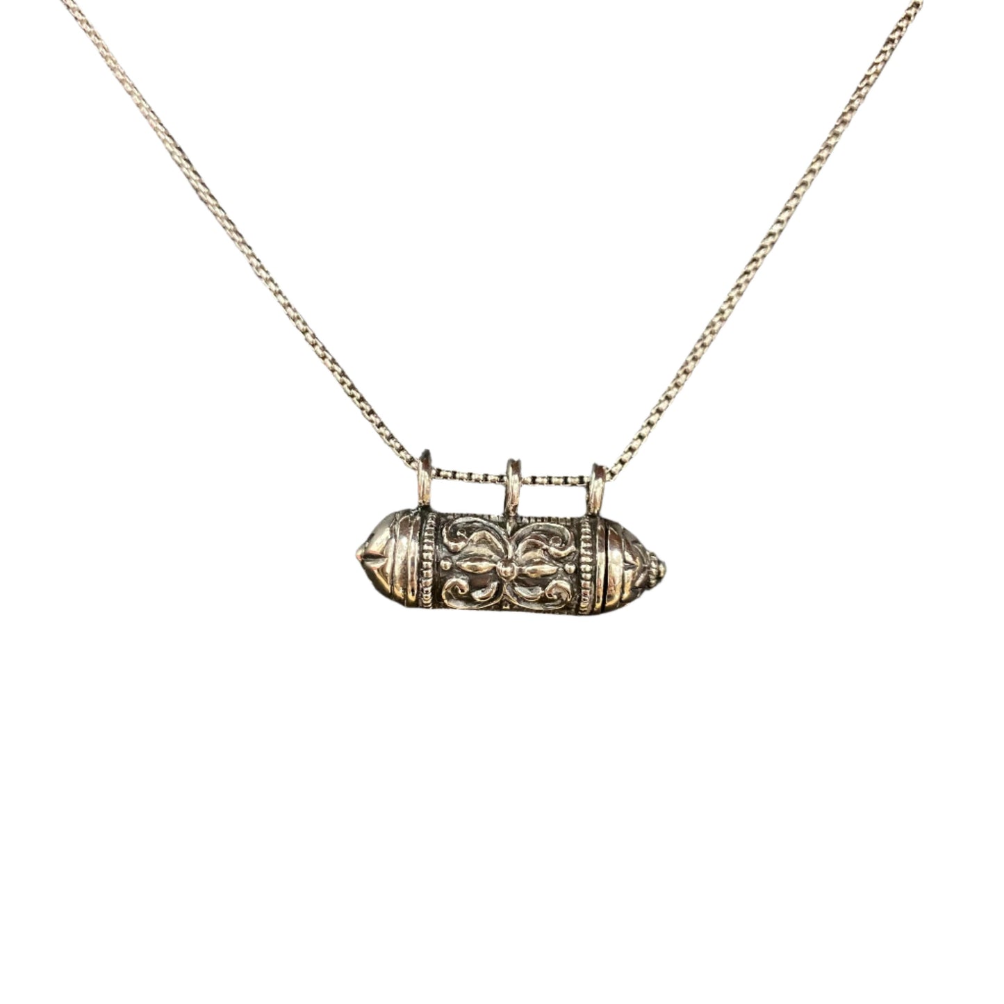 Necklace - Locket - Floral Cylinder