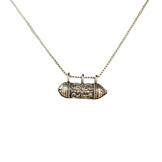 Necklace - Locket - Floral Cylinder