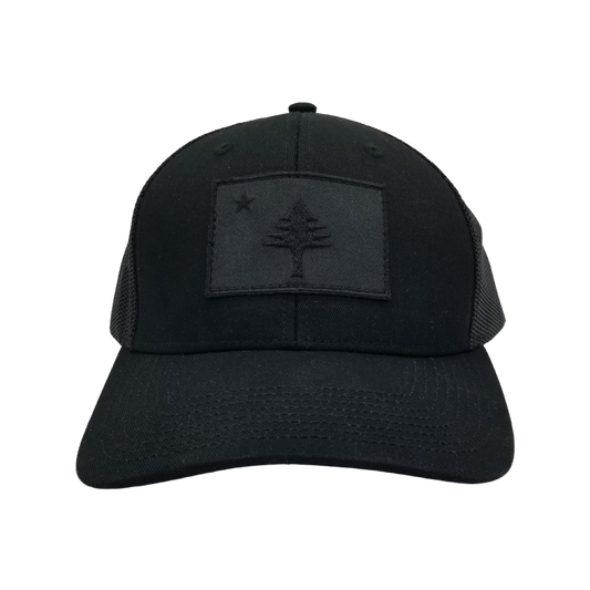 Trucker Hat - Maine Flag Black on Black